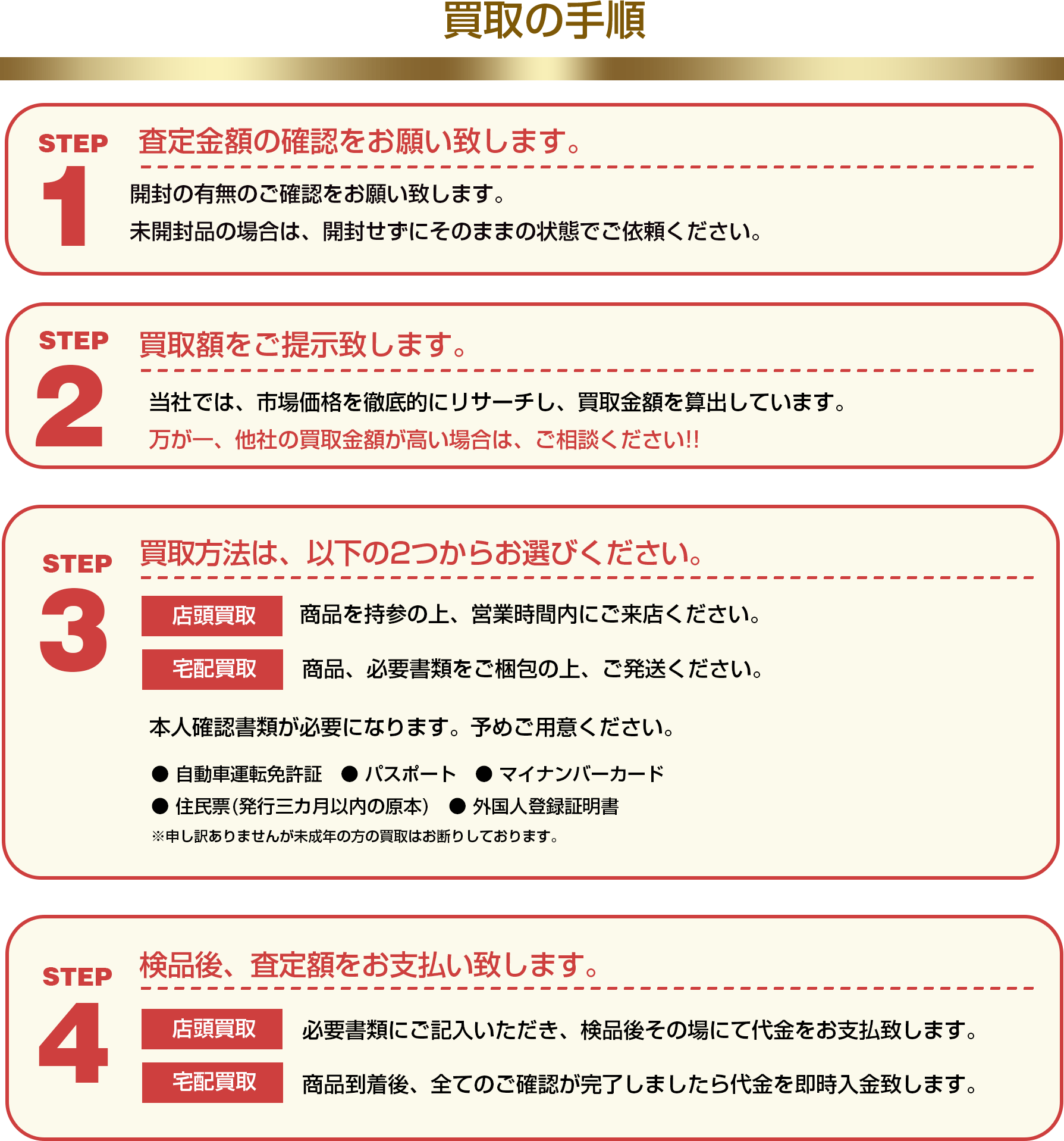 新品家電・PC・ゲーム買取の手順｜東京・新御徒町・台東区